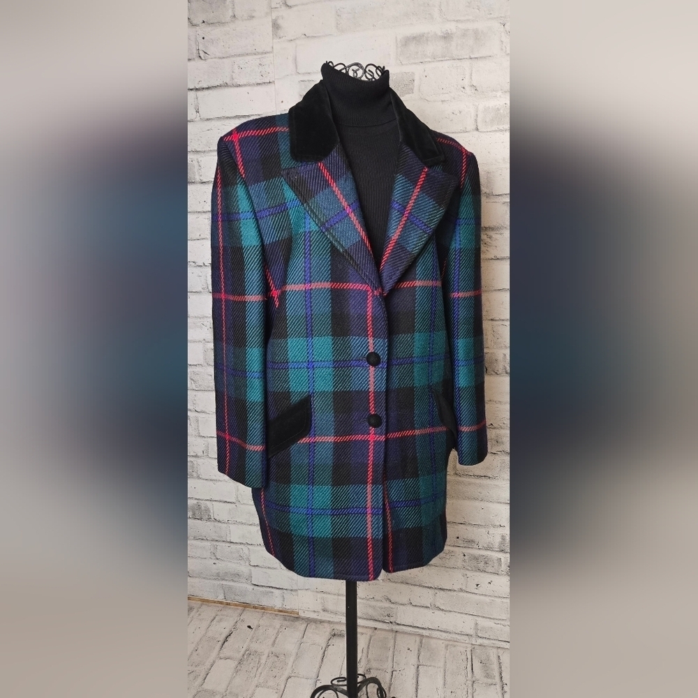 Vintage Liliane Burty Paris Wool Plaid Blazer Made in France 40 - Picture 4 of 16
